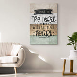 Christian wall art featuring Proverbs 3:5, "Trust In The Lord With All Your Heart," perfect faith-based home decor.