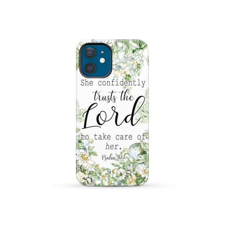 She confidently trusts the lord to take care of her Psalm 112:7 phone case iPhone 12 Mini / Tough
