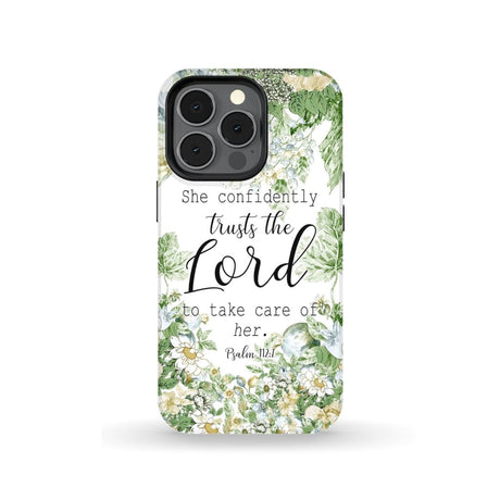 She confidently trusts the lord to take care of her Psalm 112:7 phone case iPhone 13 Pro / Tough
