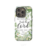 She confidently trusts the lord to take care of her Psalm 112:7 phone case iPhone 14 Pro / Tough