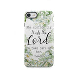 She confidently trusts the lord to take care of her Psalm 112:7 phone case iPhone SE 2020 / Tough