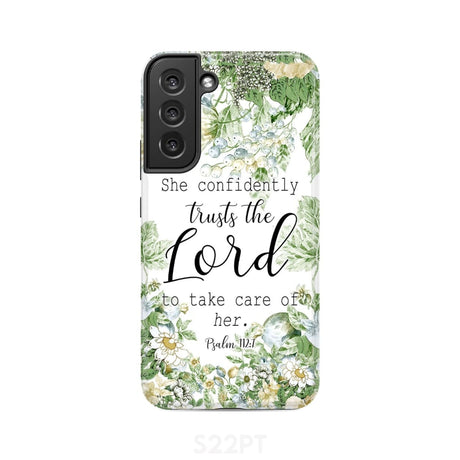 She confidently trusts the lord to take care of her Psalm 112:7 phone case Samsung Galaxy S22 Plus / Tough