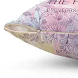 She is clothed with strength and dignity Proverbs 31:25 Bible verse pillow