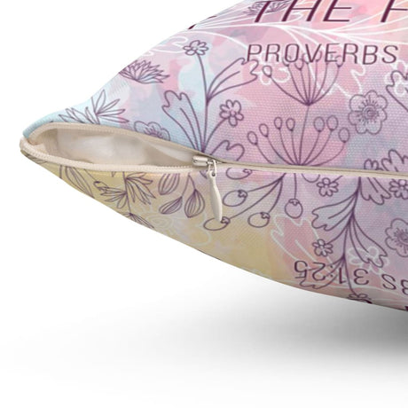 She is clothed with strength and dignity Proverbs 31:25 Bible verse pillow
