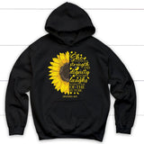 She is clothed with strength and dignity Proverbs 31:25 Sunflower Christian hoodie Black / S