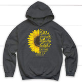 She is clothed with strength and dignity Proverbs 31:25 Sunflower Christian hoodie Dark Heather / S