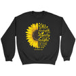 She is clothed with strength and dignity Proverbs 31:25 Sunflower Christian sweatshirt Black / S