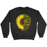 She is clothed with strength and dignity Proverbs 31:25 Sunflower Christian sweatshirt Black / S