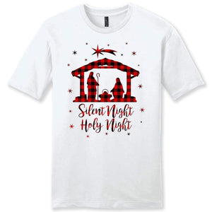 Silent Night Holy Night Buffalo Plaid T-shirt, Men's Christmas T-shirts ...