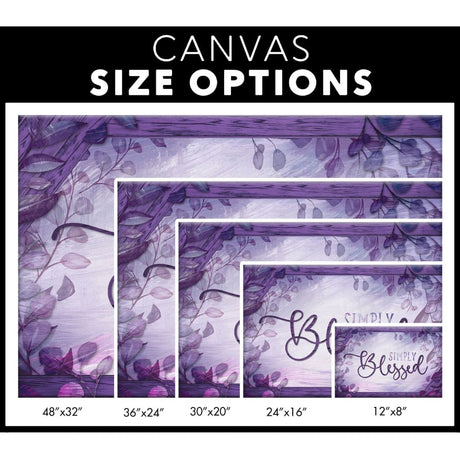 "Simply Blessed" Christian wall art on a purple canvas, perfect for thoughtful gifts and uplifting home decor.