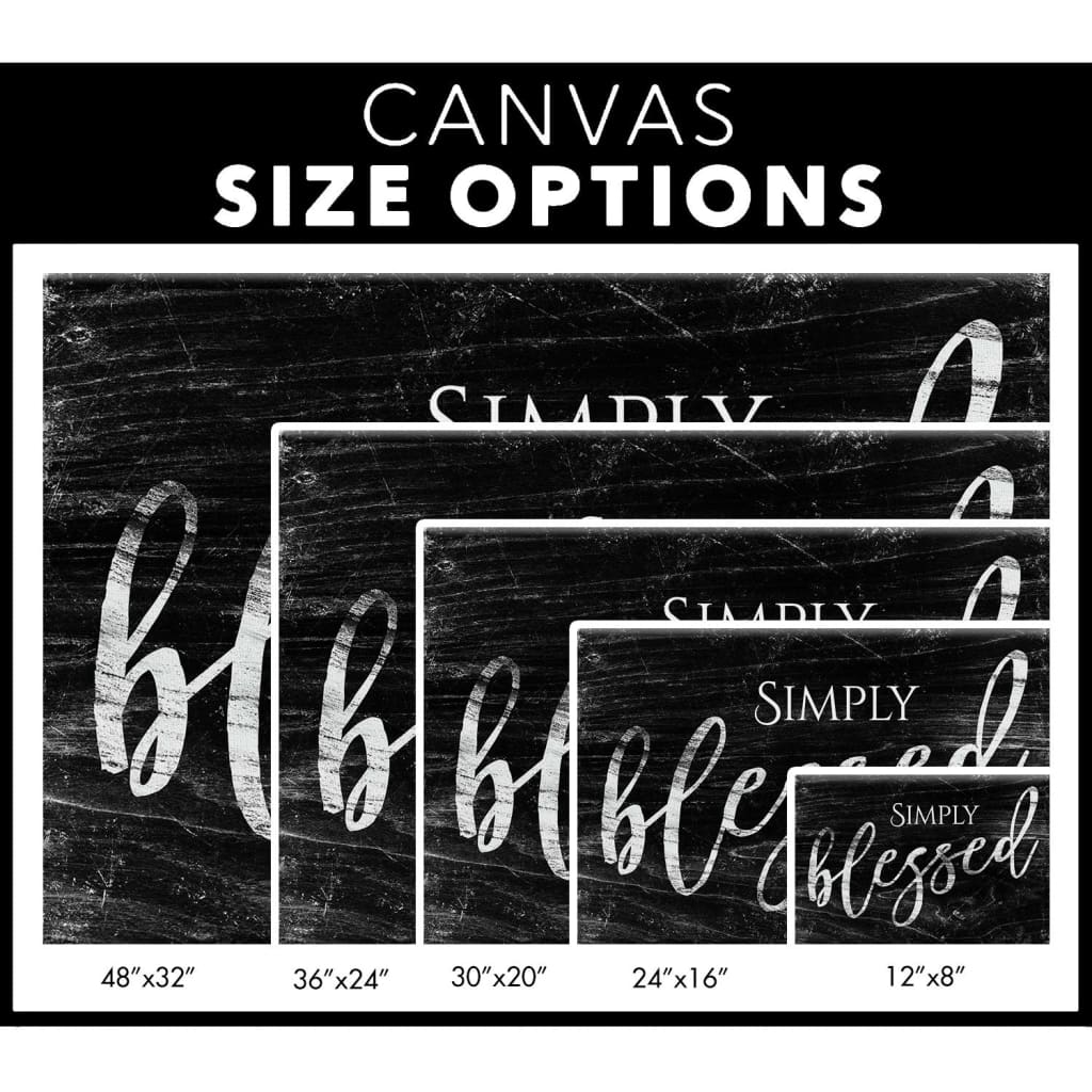 Modern farmhouse "Simply Blessed" wall art canvas, bringing a faith-inspired touch to your home / size options.