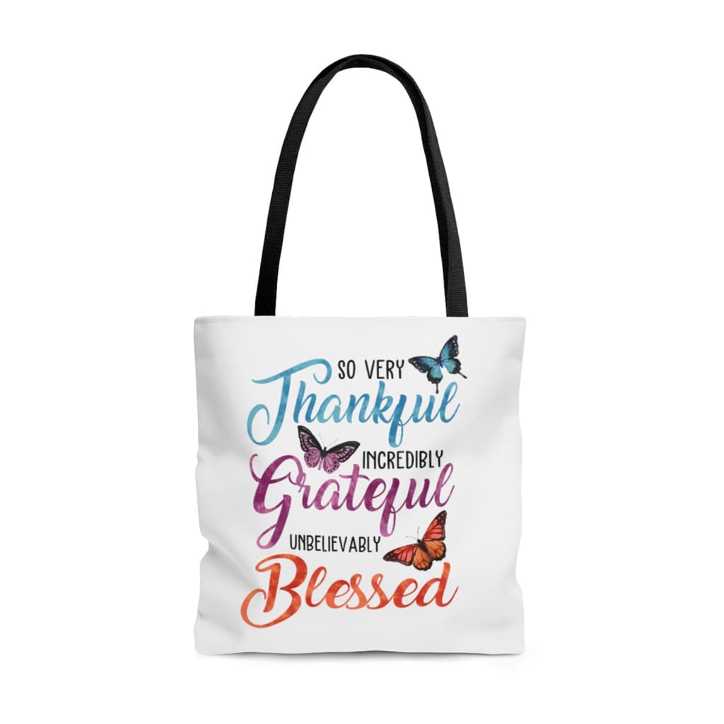 So very thankful incredibly grateful unbelievably blessed tote bag Christian tote bags 13 x 13