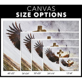 Faith-filled decor: Isaiah 40:31 eagle and cross artwork, Bible verse canvas for Christian inspiration and gifts / size options.