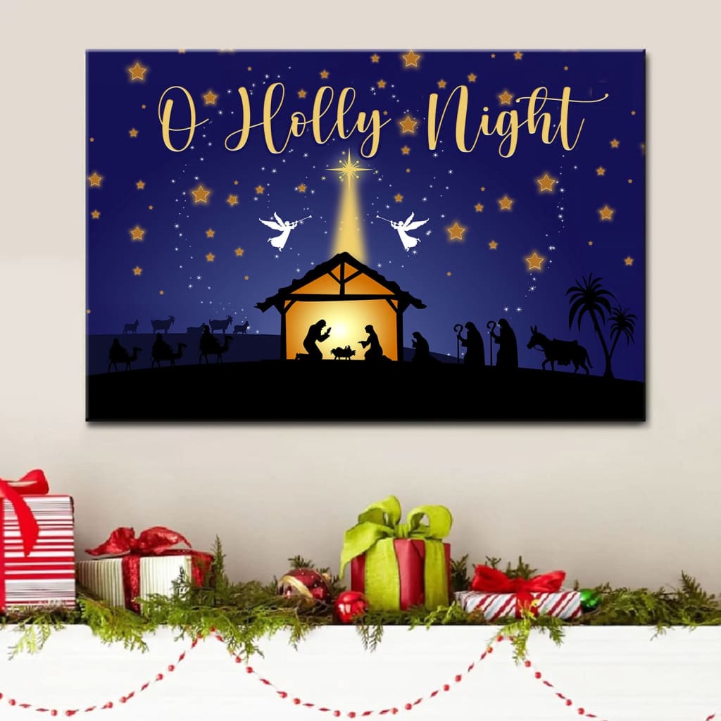 Starry night Christmas O holy night wall art canvas