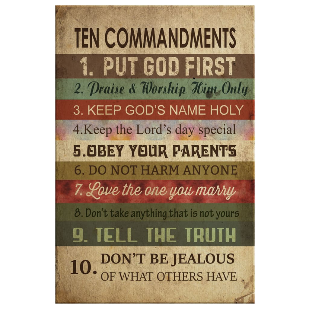 Ten Commandments Fancy Ten Commandments Wall Art Canvas - Christian Wall Decor - Christ ...