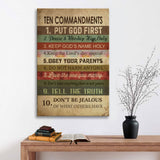 Ten Commandments wall art canvas, Rustic Christian wall decor