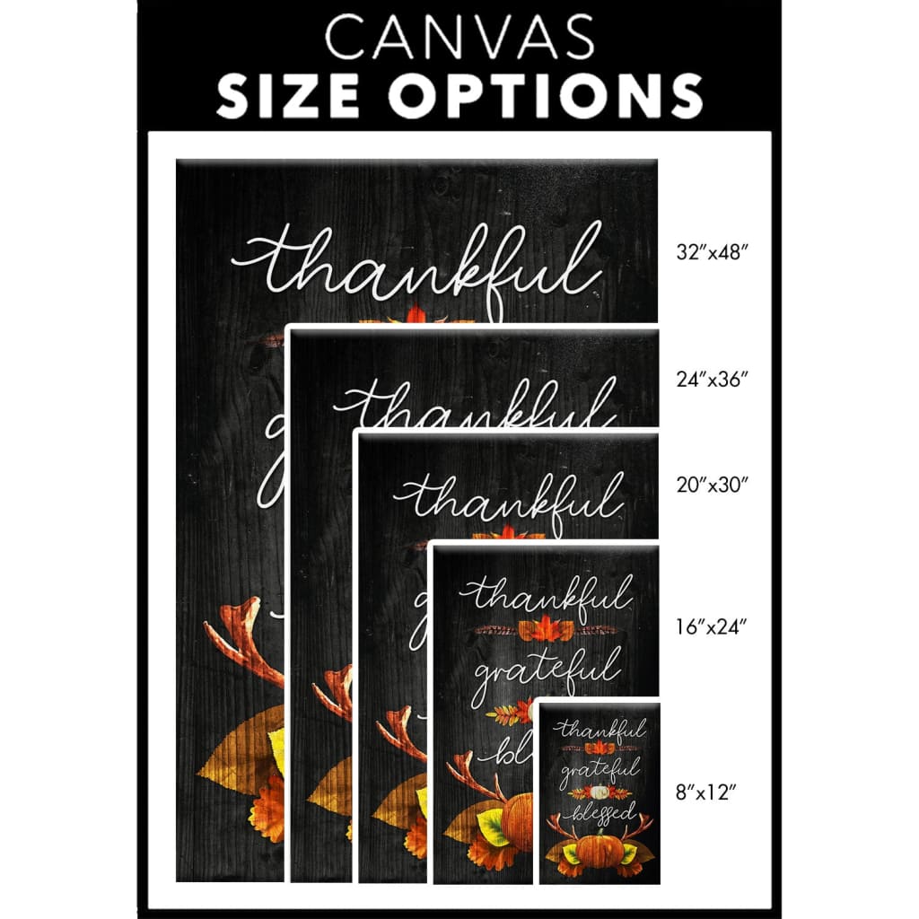 Thankful grateful blessed Christian Thanksgiving wall art canvas