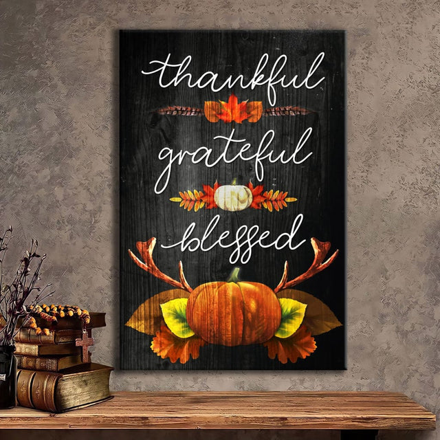 Thankful grateful blessed Christian Thanksgiving wall art canvas