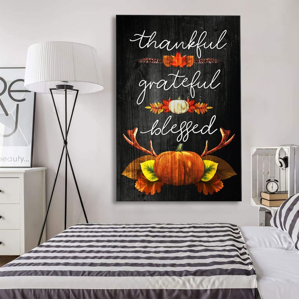 Thankful grateful blessed Christian Thanksgiving wall art canvas