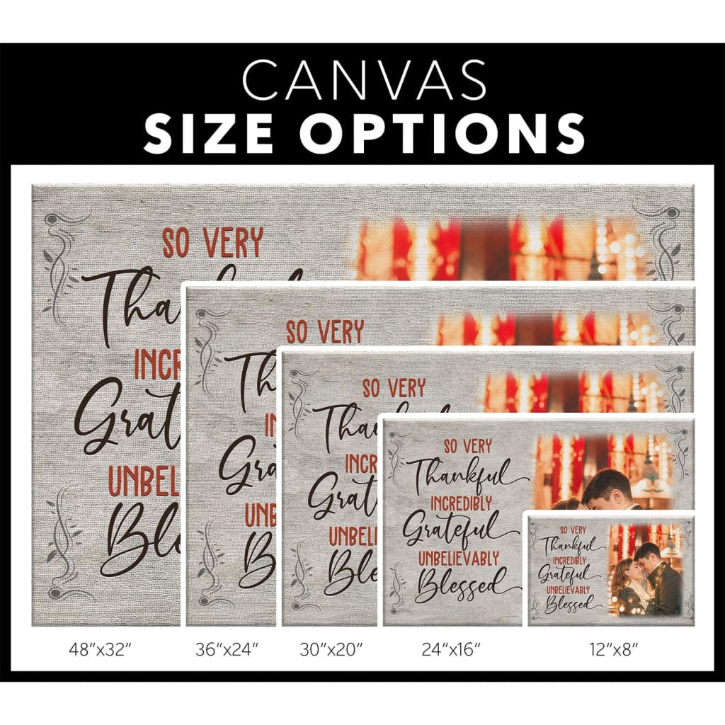 Christian wall art featuring "Thankful Grateful Blessed," personalized with your photo, great for inspirational gifts.