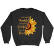 Thankful grateful blessed sunflower Christian sweatshirt Black / S