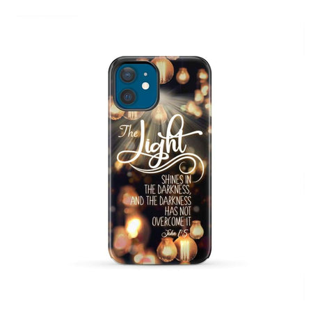 The light shines in darkness John 1:5 Bible verse phone case Christian gifts iPhone 12 Mini / Tough