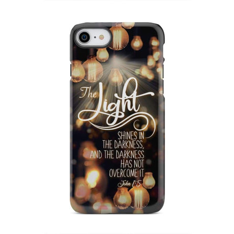 The light shines in darkness John 1:5 Bible verse phone case Christian gifts iPhone 8 / Tough