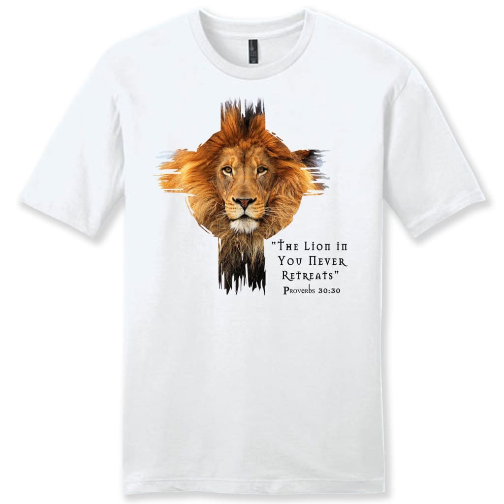 The lion in you never retreats mens Christian t-shirt White / S