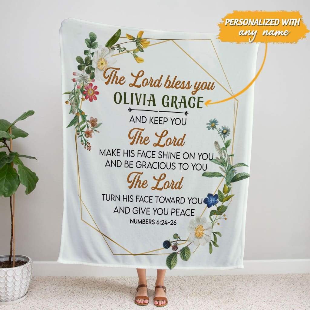 The Lord bless you and keep you Custom name blanket - Personalized Christian gifts