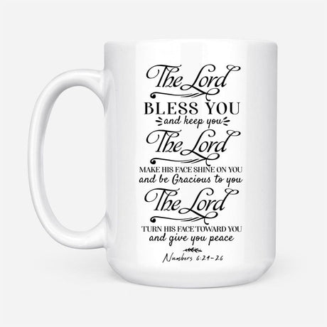 Christian mugs, The Lord bless you and keep you Numbers 6:24-26 NIV Bible Verse mug 15 oz