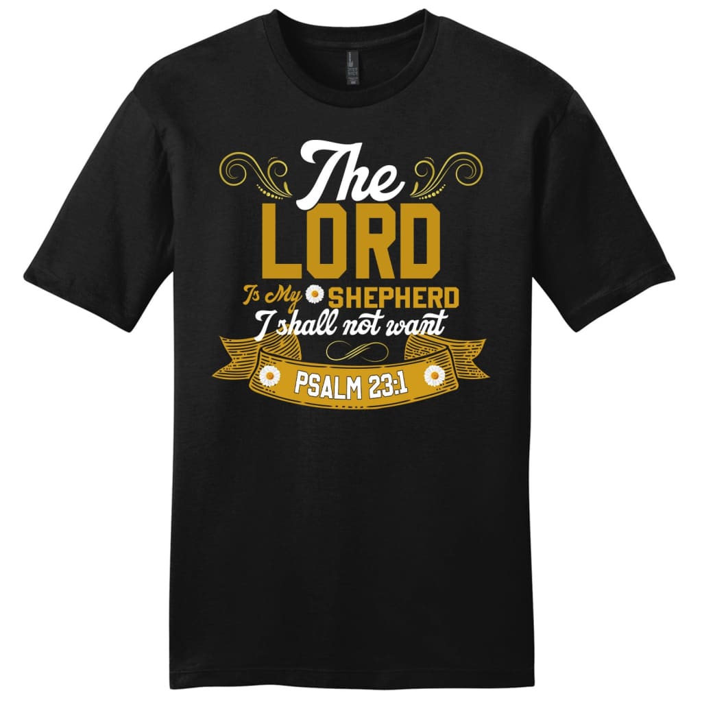 The Lord is my shepherd I shall not want men’s Christian t-shirt Black / S