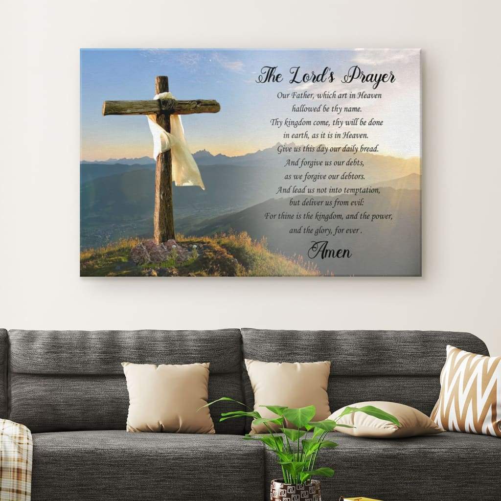 Christian wall art featuring The Lord's Prayer, perfect faith-based home decor for believers.