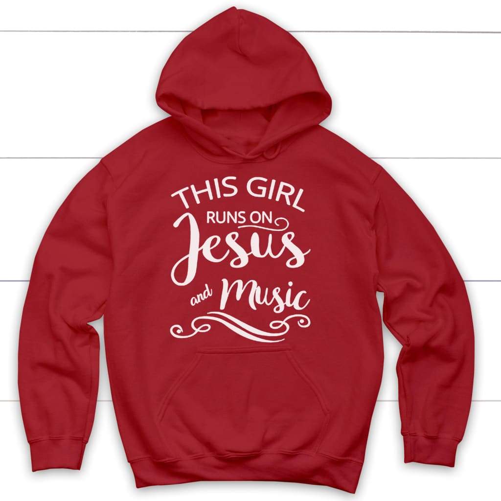 This girl runs on Jesus and music Christian hoodie Red / S