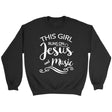 This girl runs on Jesus and music Christian sweatshirt Black / S