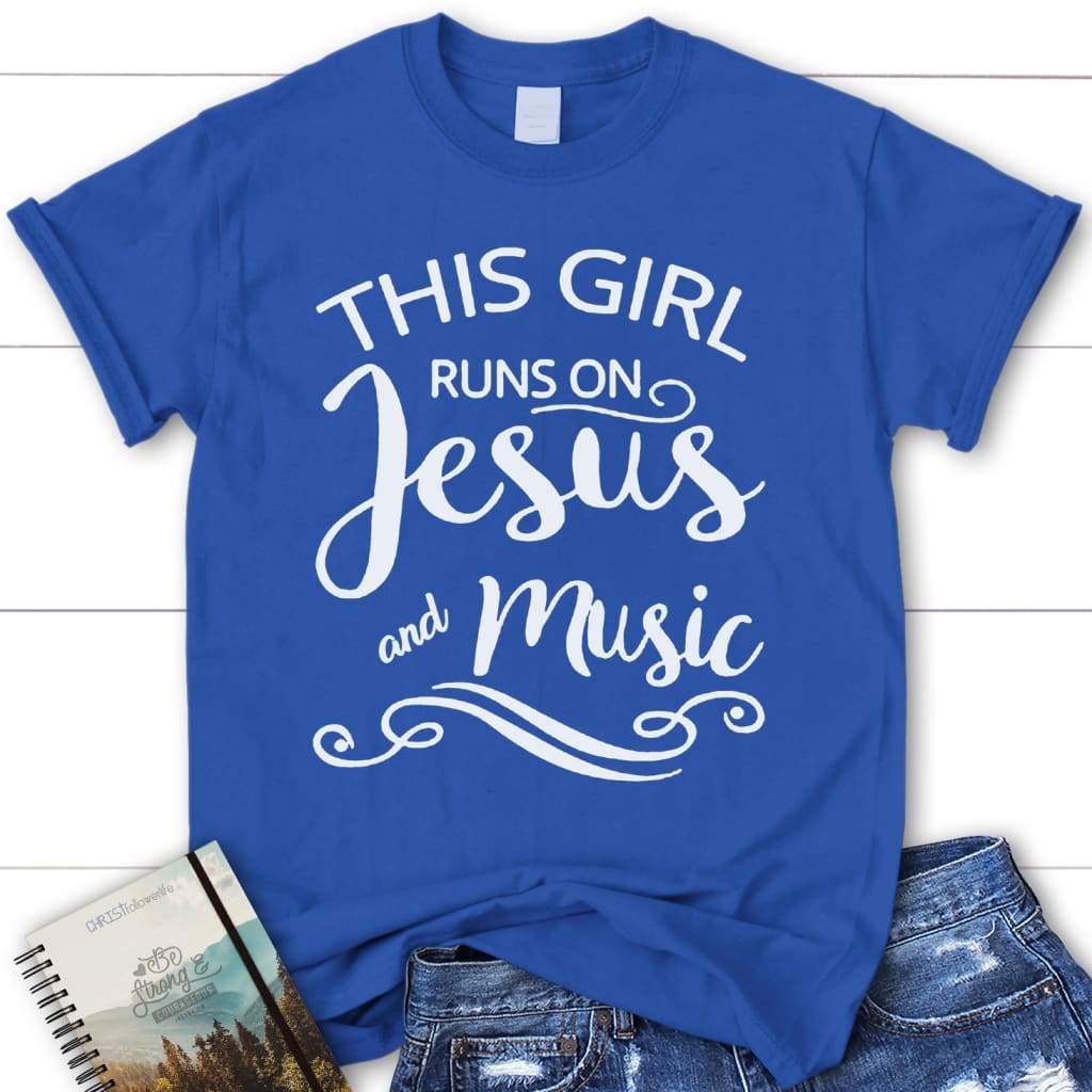  Musical Theater This Girl Runs on Jesus and Musicals T-Shirt :  Clothing, Shoes & Jewelry