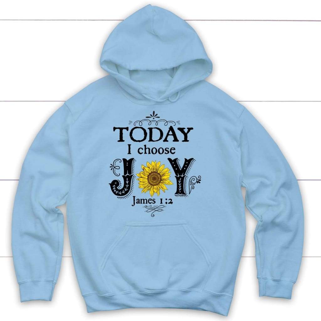 Today I choose Joy James 1:2 Bible verse hoodie | Christian hoodies Light Blue / S