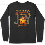 Today I choose Joy James 1:2 pumpkin Christian long sleeve t-shirt - Autumn Thanksgiving Gifts Dark Grey Heather / S