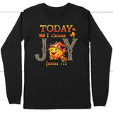 Today I choose Joy James 1:2 pumpkin Christian long sleeve t-shirt - Autumn Thanksgiving Gifts Black / S