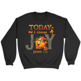 Today I choose Joy James 1:2 pumpkin Christian sweatshirt - Autumn Thanksgiving Gifts Black / S