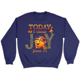 Today I choose Joy James 1:2 pumpkin Christian sweatshirt - Autumn Thanksgiving Gifts Purple / S