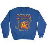 Today I choose Joy James 1:2 pumpkin Christian sweatshirt - Autumn Thanksgiving Gifts Royal / S