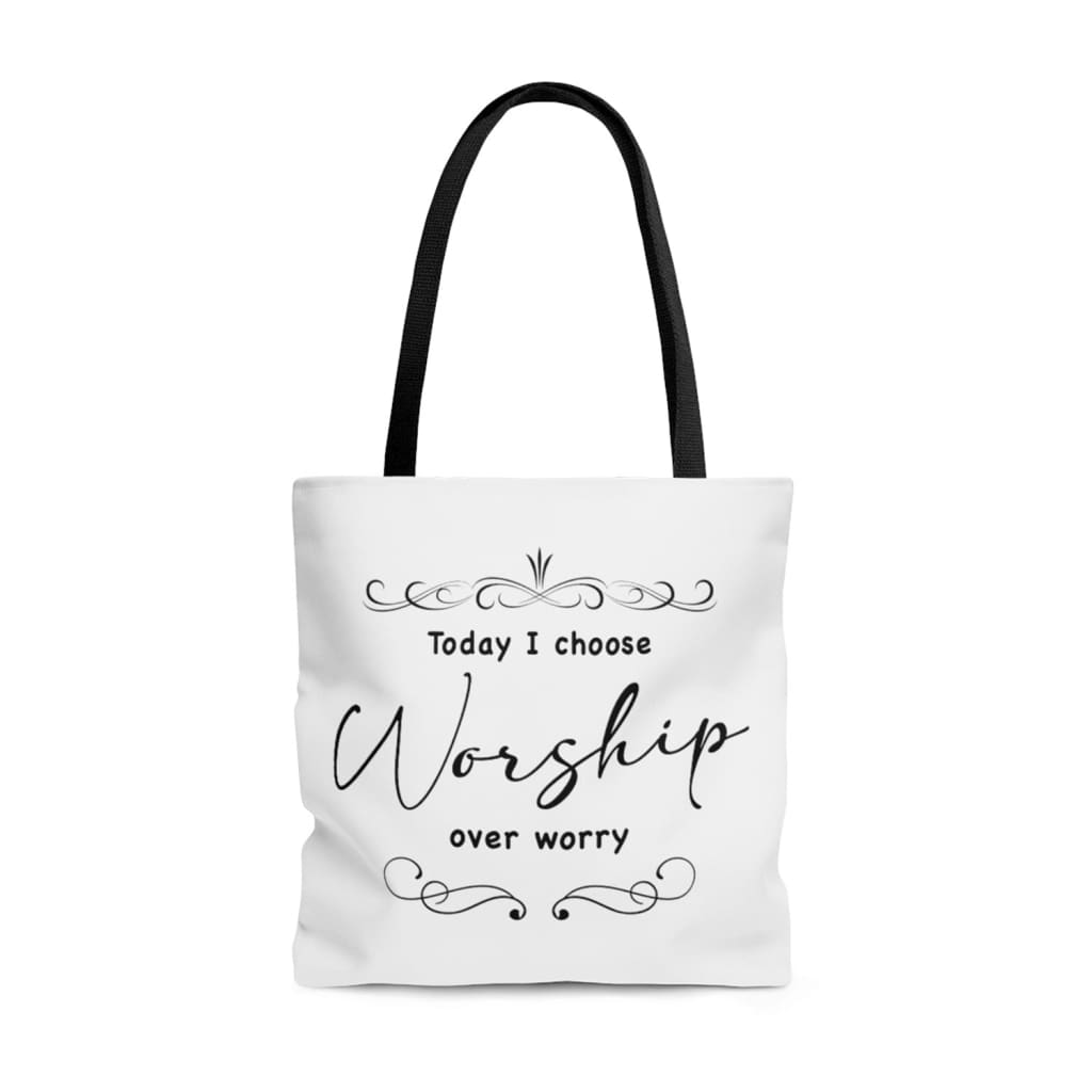 Today I choose worship over worry tote bag Christian tote bags 13 x 13