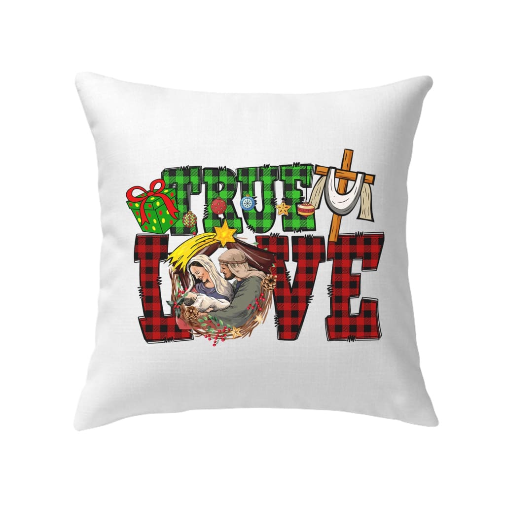 True love Buffalo plaid Christmas pillow
