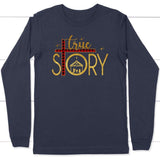 True story cross buffalo plaid Christmas long sleeve t-shirt - Christian Christmas gifts Navy / S