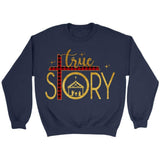 True story cross buffalo plaid Christmas Christian sweatshirt - Christmas gifts Navy / S