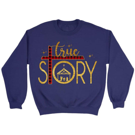 True story cross buffalo plaid Christmas Christian sweatshirt - Christmas gifts Purple / S