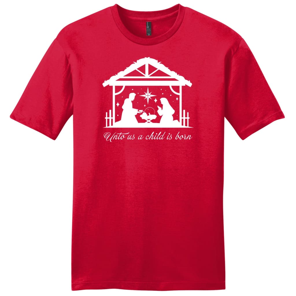 Unto us a Child is born Men’s Christmas t-shirt Classic Red / S