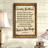Christian wall art featuring Philippians 4:8 KJV, "Whatsoever things are true, honest, just, pure, lovely... think on these things," perfect faith-based decor.