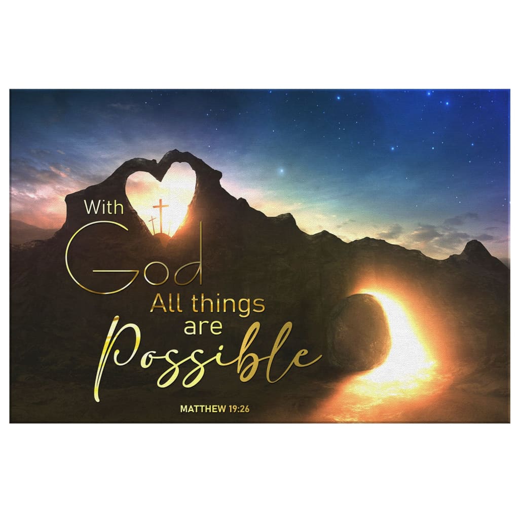 With God all things are possible wall art canvas Christian Easter gifts