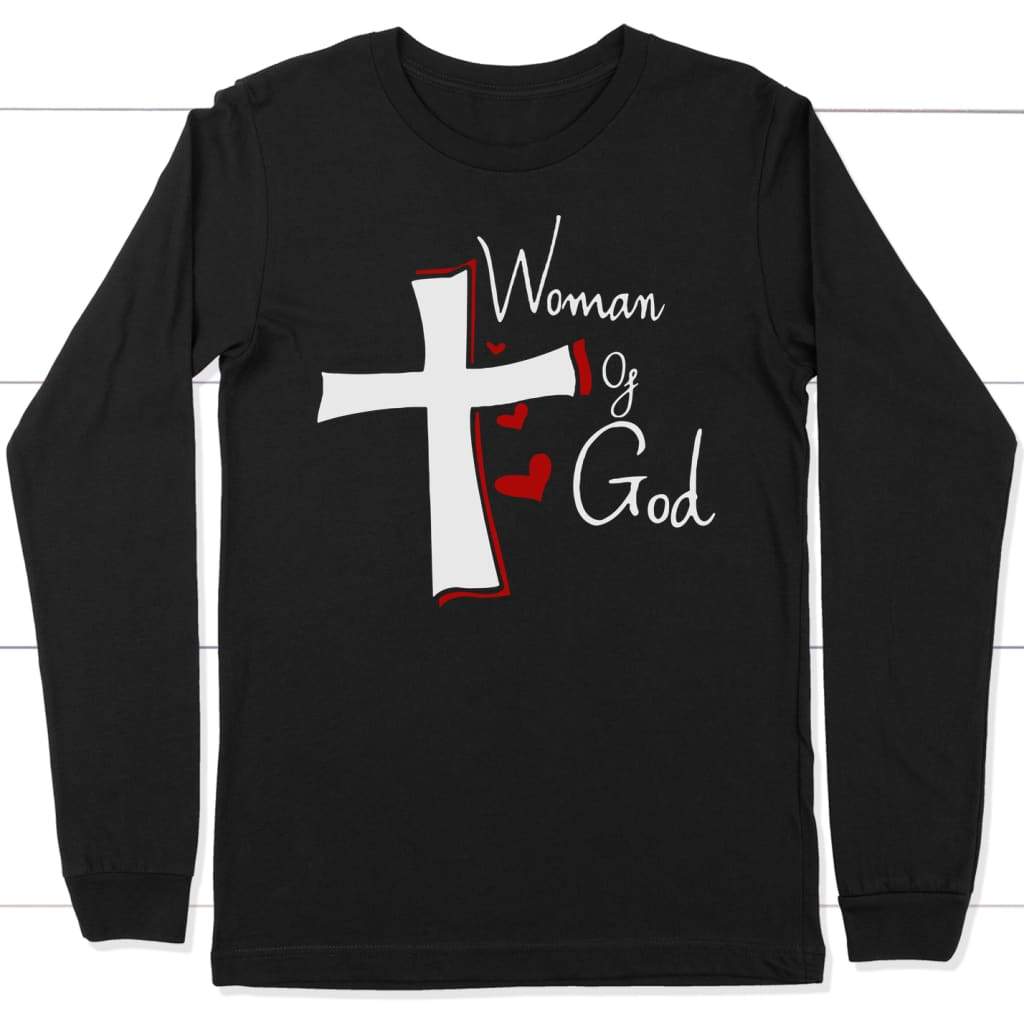 Woman of God long sleeve t-shirt | Christian apparel Black / S